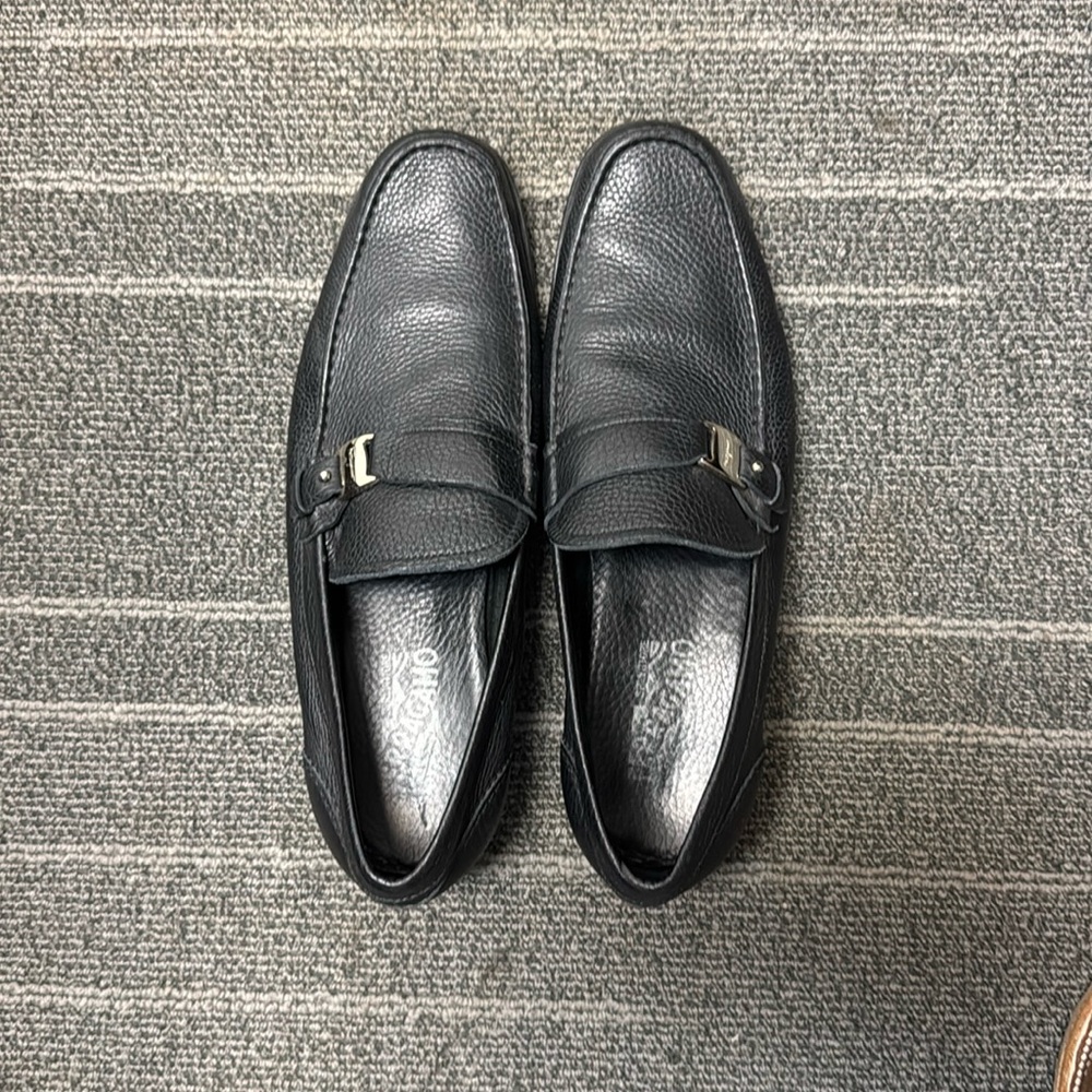 Salvatore Ferragamo Silver Buckle Dress Shoes